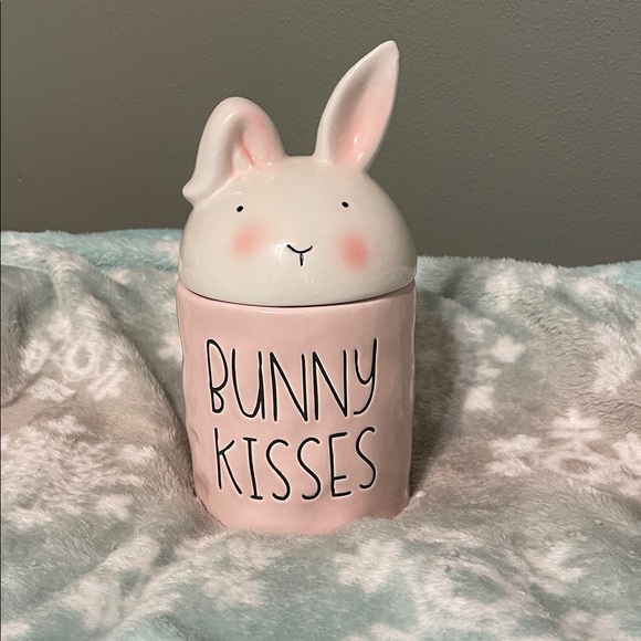 spring & main Other - Rae Dunn Inspired Bunny Kisses Pink Ceramic Jar Like New